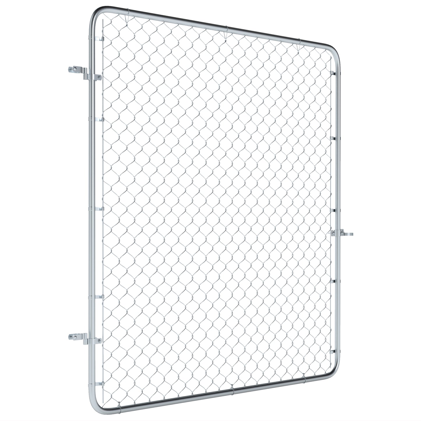 Garden Gate Chain Link Fence Gate, Galvanized Steel Garden Door for Yard Entrance Way, 70.9 x 70.9 in., Silver