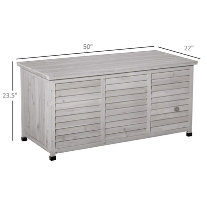 75 Gallon Wooden Storage Box patio Deck Box Bench, Garden Backyard Outdoor Storage Container with Aerating Gap & Weather