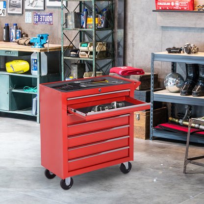 Rolling Tool Chest, 7-Drawer Lockable Tool Cabinet with 4 Wheels, Handle, Toolbox Storage Organizer for Garage, Workshop