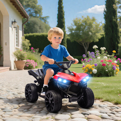 Qaba 6V Kids ATV, 4 Wheeler Electric Ride on Car with Music and LED Headlights, for Ages 37-72 Months Boys and Girls, Re