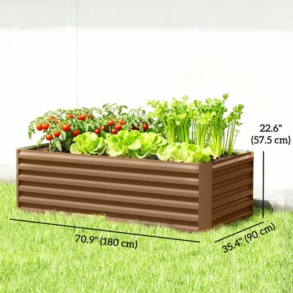6' x 3' x 2' Raised Garden Bed, Galvanized Planter Box for Growing Flowers, Herbs and Vegetables, Brown