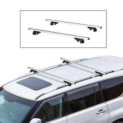 2pc Roof Rack Car Roof Top Lockable Aluminum Cross Bars Adjustable Baggage Luggage Carrier, Silver (53")