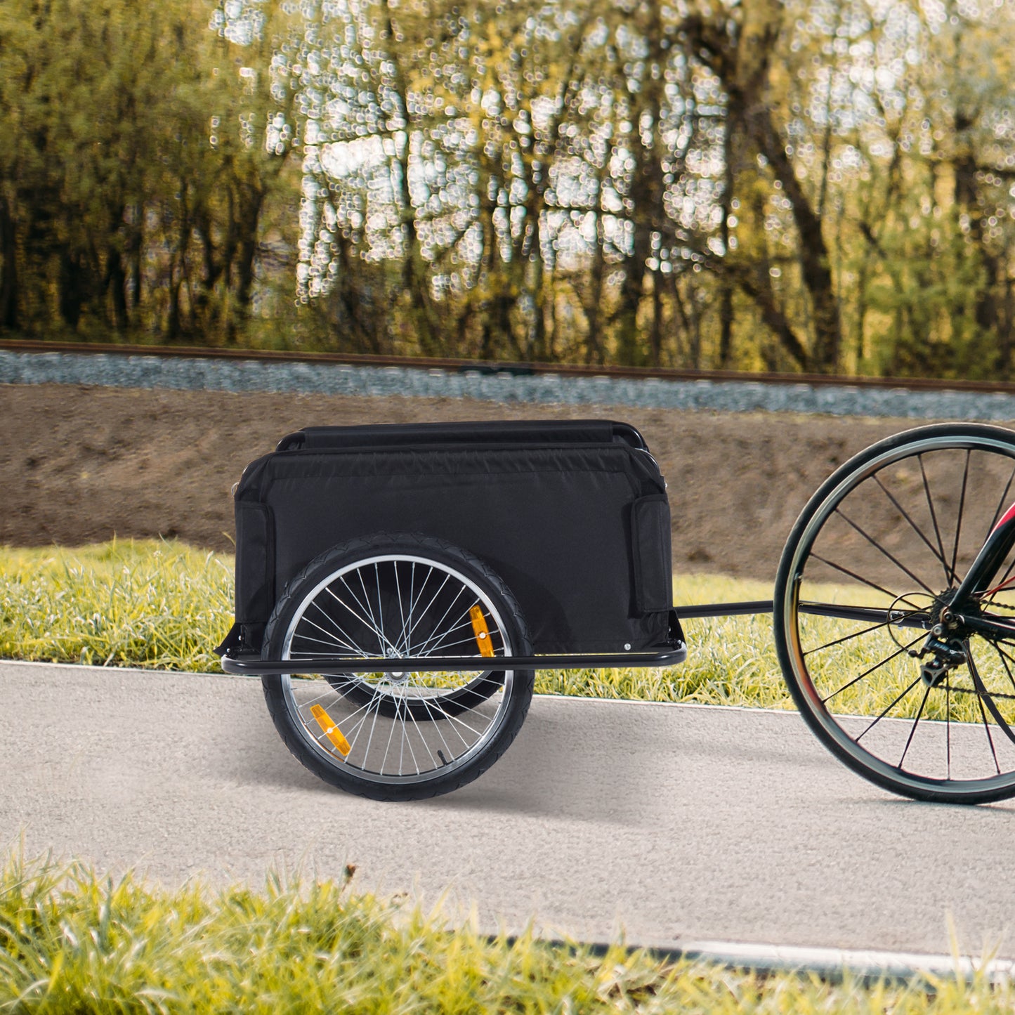 VarietyKart Bicycle Trailer Bike Cargo Trailer Garden Utility Cart Tool Carrier  with Removable Cover, Red
