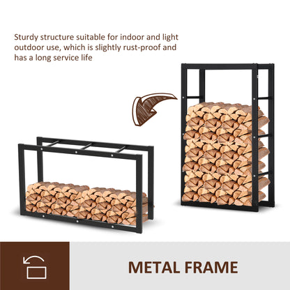 23.6" x 9.8" x 39.4" Firewood Rack Outdoor, Log Holder Fireplace Storage Rack with Handles and 220 lbs. Weight Capacity,