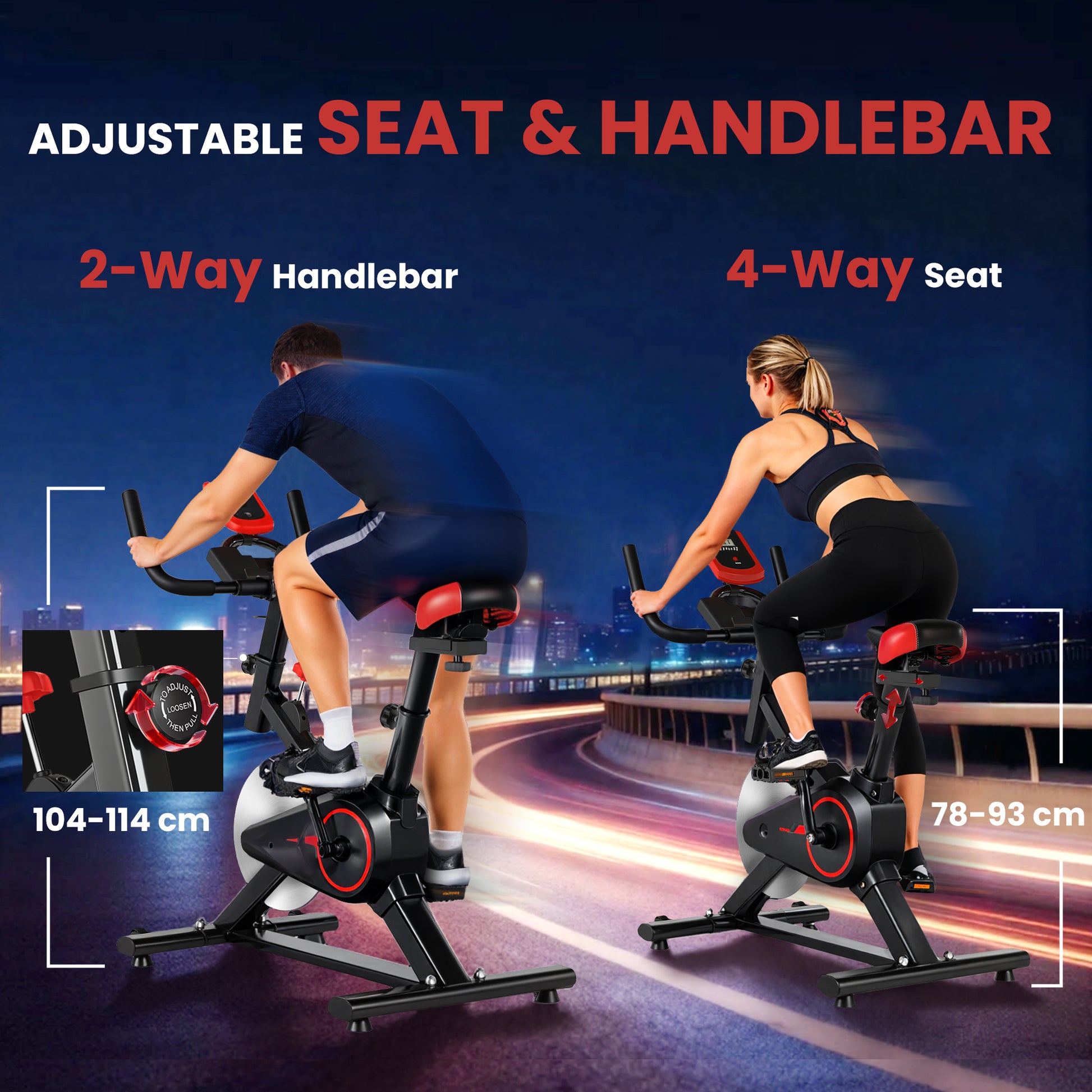 Soozier Upright Exercise Bike, Magnetic Resistance Stationary Bike with LCD Display, Indoor Cycling Bike for Home w/ Adj