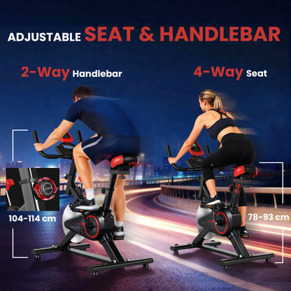Soozier Upright Exercise Bike, Magnetic Resistance Stationary Bike with LCD Display, Indoor Cycling Bike for Home w/ Adj