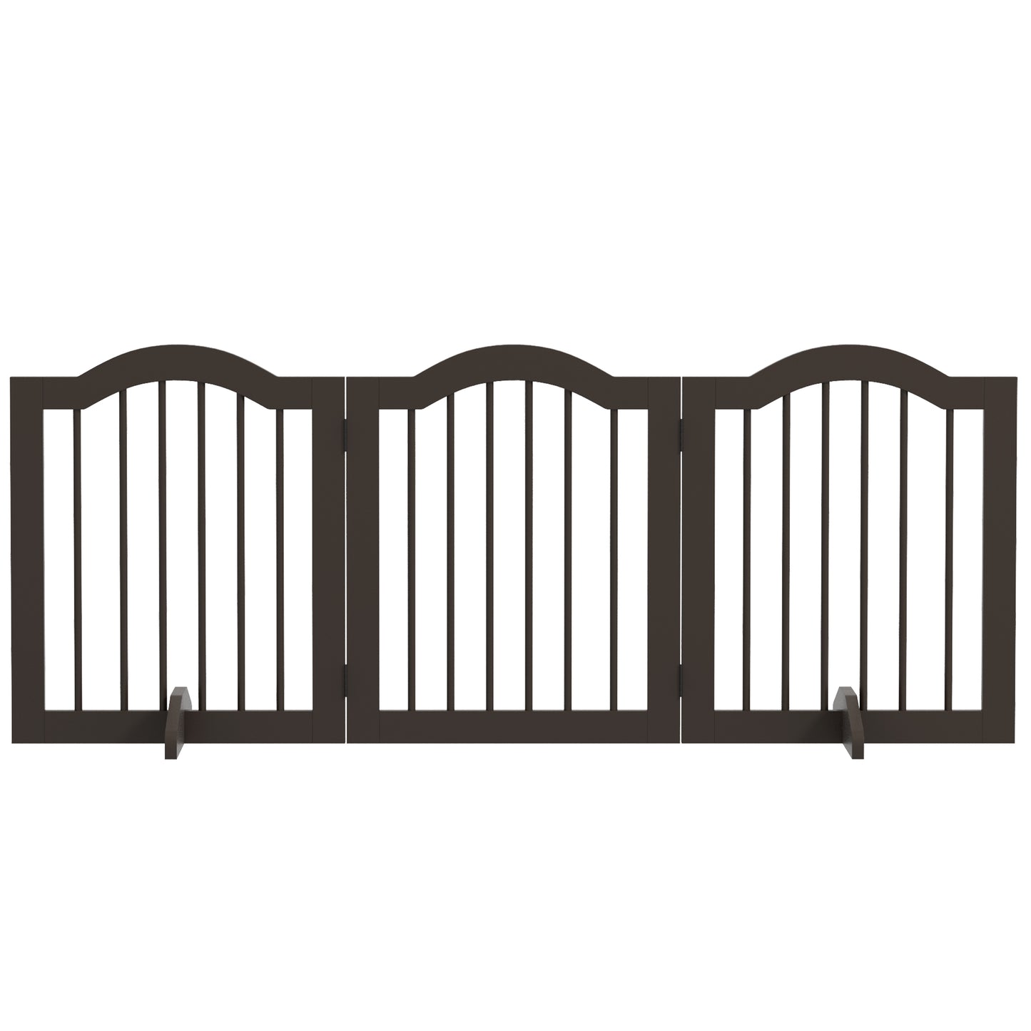 24" Freestanding Pet Gate For Dogs with 2 Support Feet, Coffee
