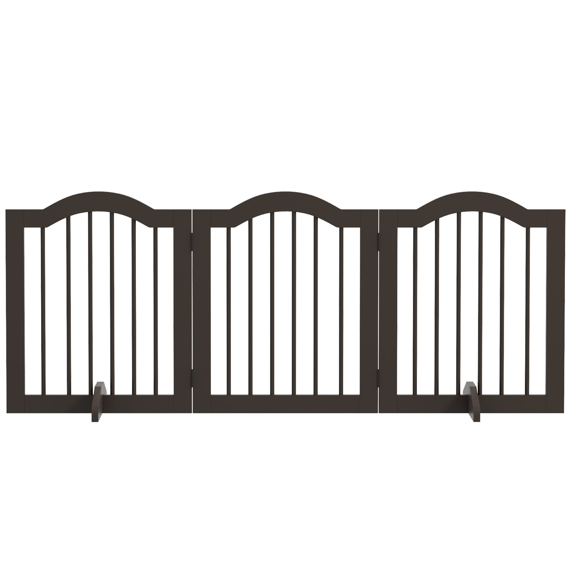 24" Freestanding Pet Gate For Dogs with 2 Support Feet, Coffee