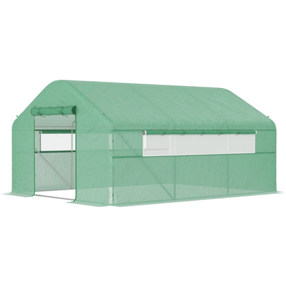 Walk-in Tunnel Greenhouse with Galvanized Steel Frame, Doors & Windows, Wind Resistant, Garden Planting Warm House, 13' 