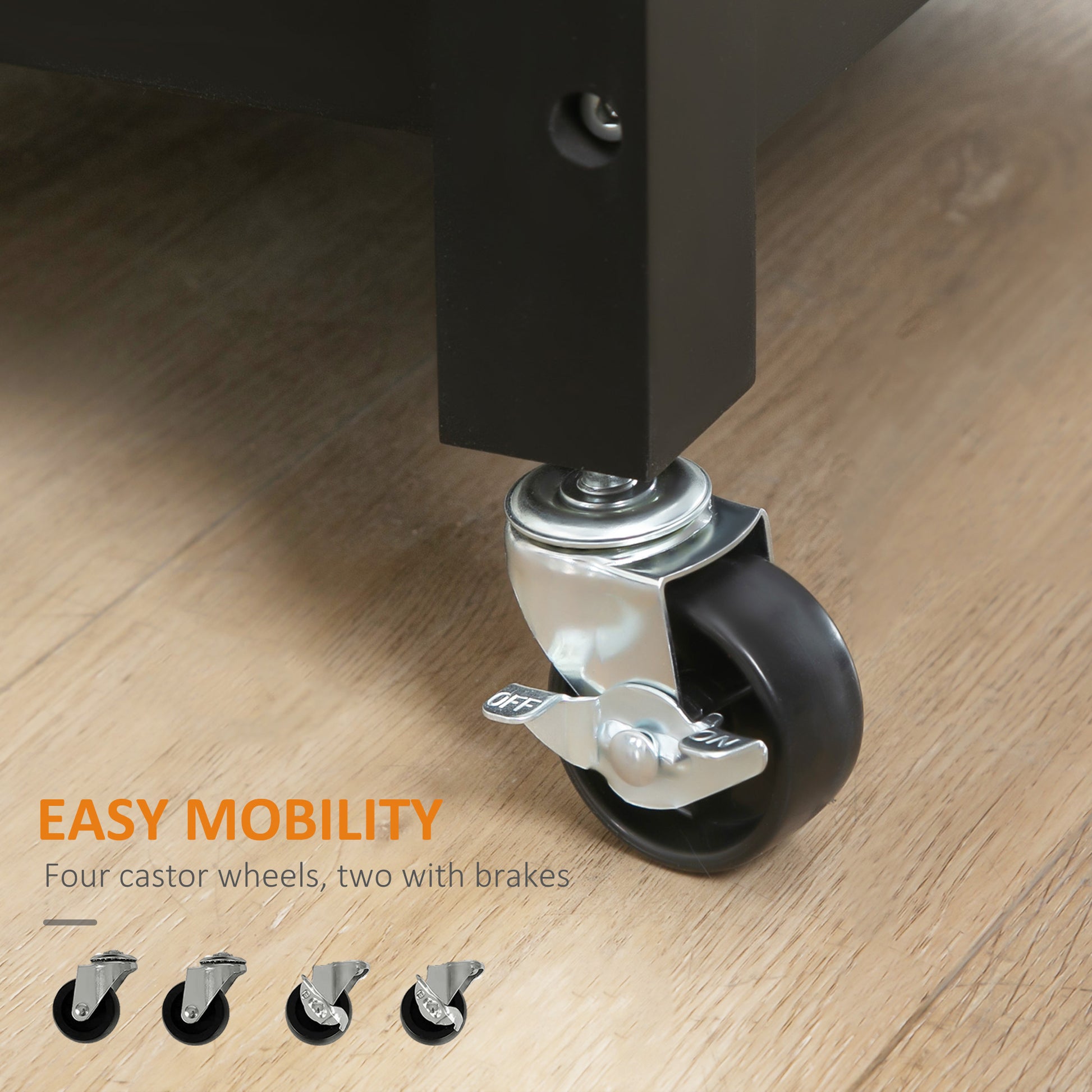 Rolling Kitchen Cart with Wood Top and Drawer, Kitchen Island on Wheels for Dining Room, Black | VarietyKart Canada