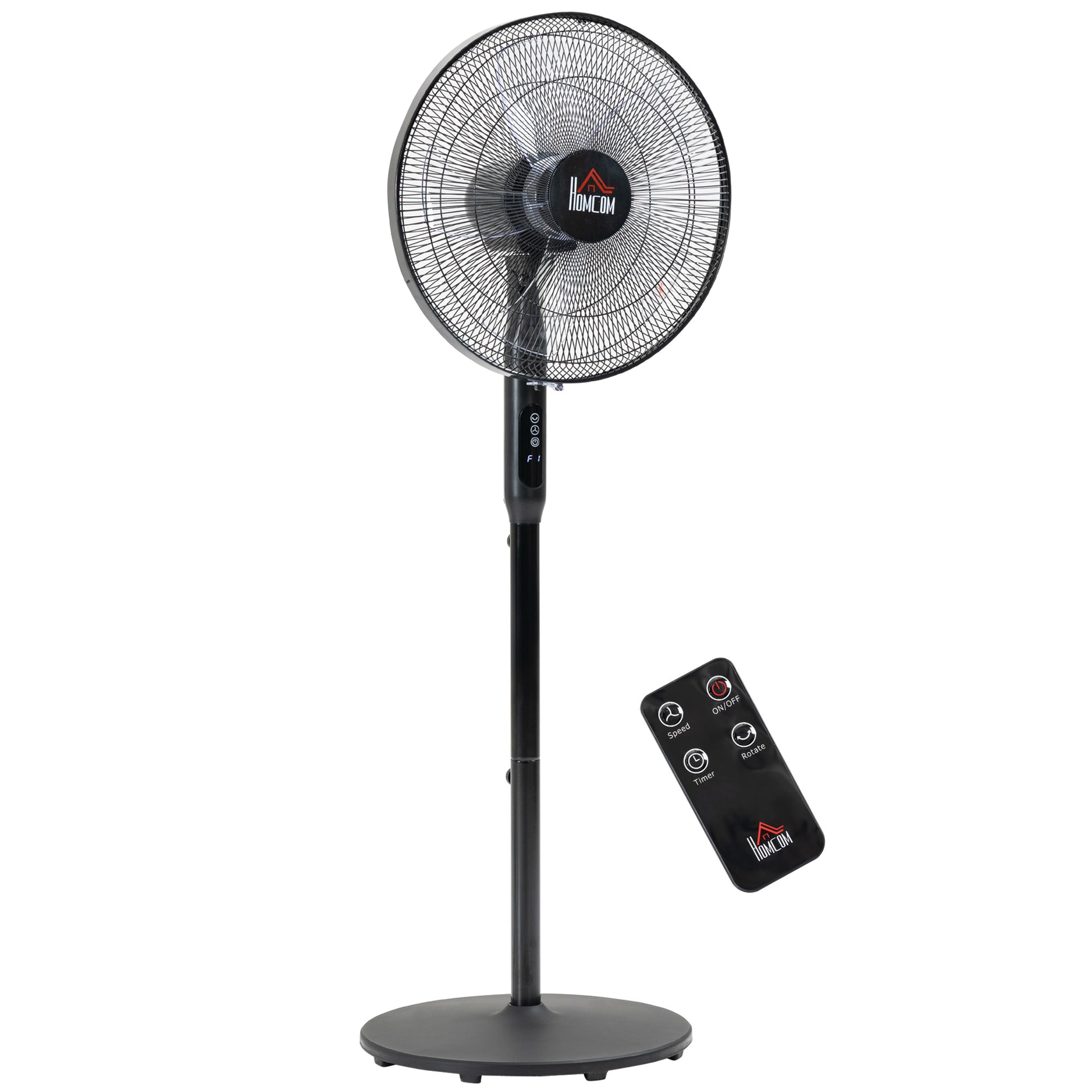 Floor Standing Fan with Remote Control, Oscillating, LED Screen, Stand Up Cooling Fan, Tall Pedestal Electric Fan for Ho