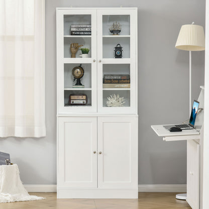71" Bookcase Storage Cabinet with Doors, Modern Tall Bookshelf with 2 Adjustable Shelves, Display Unit for Study, Living