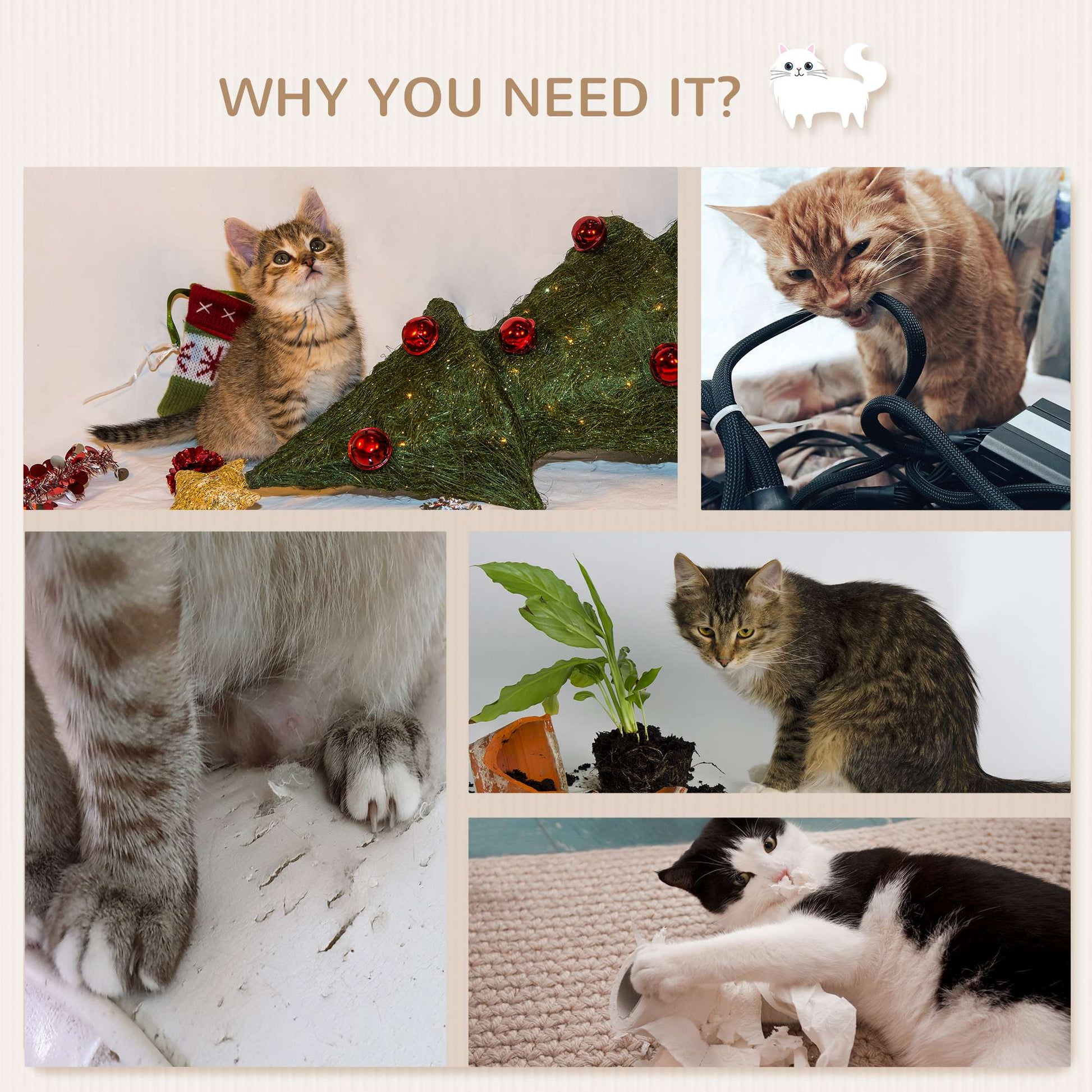 4 PCs 9.3" H Cat Wall Shelves, Pet Wall-mounted Climbing Shelf Set, Kitten Activity Centre with Condo, Cushion, Scratchi