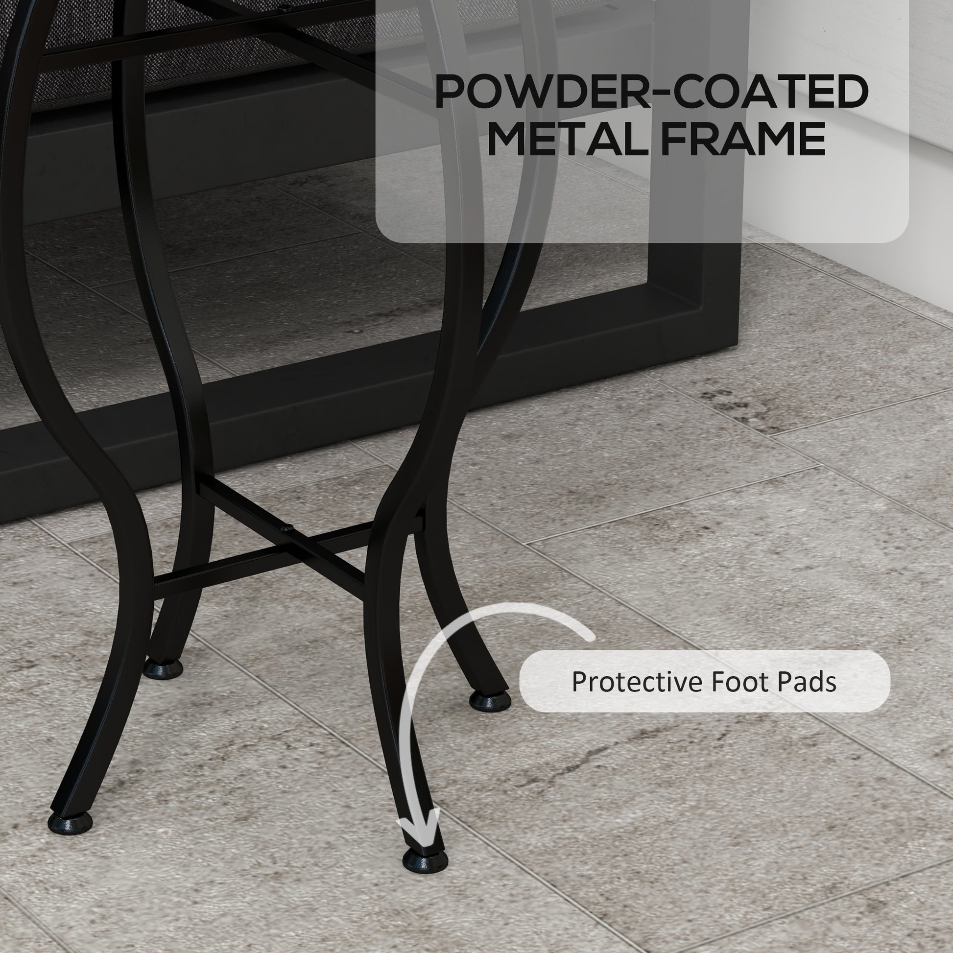 Round Outdoor Table, Patio Bistro Coffee Table with Mosaic Top and Steel Frame for Garden