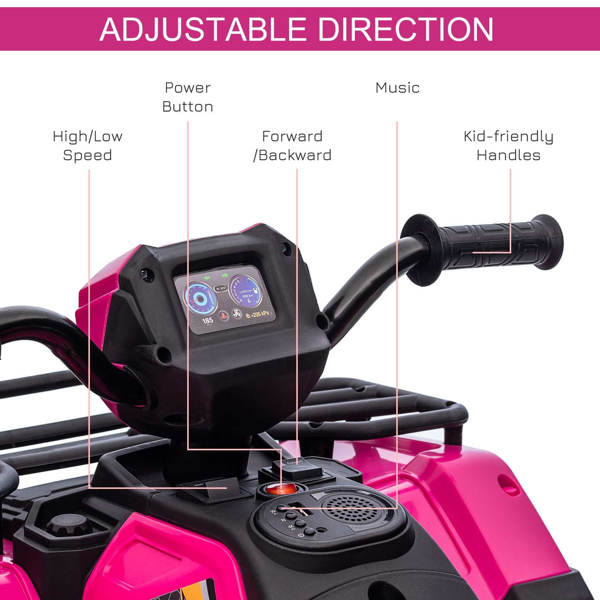 VarietyKart 12V Kids ATV Quad, 4 Wheeler Battery Powered Electric Vehicle with Music MP3, Headlights, High Low Speed, Tr