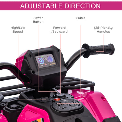 VarietyKart 12V Kids ATV Quad, 4 Wheeler Battery Powered Electric Vehicle with Music MP3, Headlights, High Low Speed, Tr
