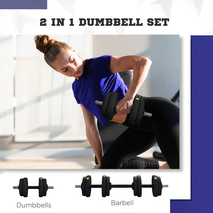 Soozier 33LBS 2-in-1 Adjustable Barbell & Dumbbells Set, Weights Set with Non-slip Handles for Men and Women Home Gym Tr