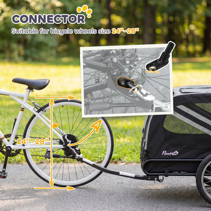 Dog Bike Trailer, 2-in-1 Dog Stroller with Universal Wheel Reflectors Flag, Grey