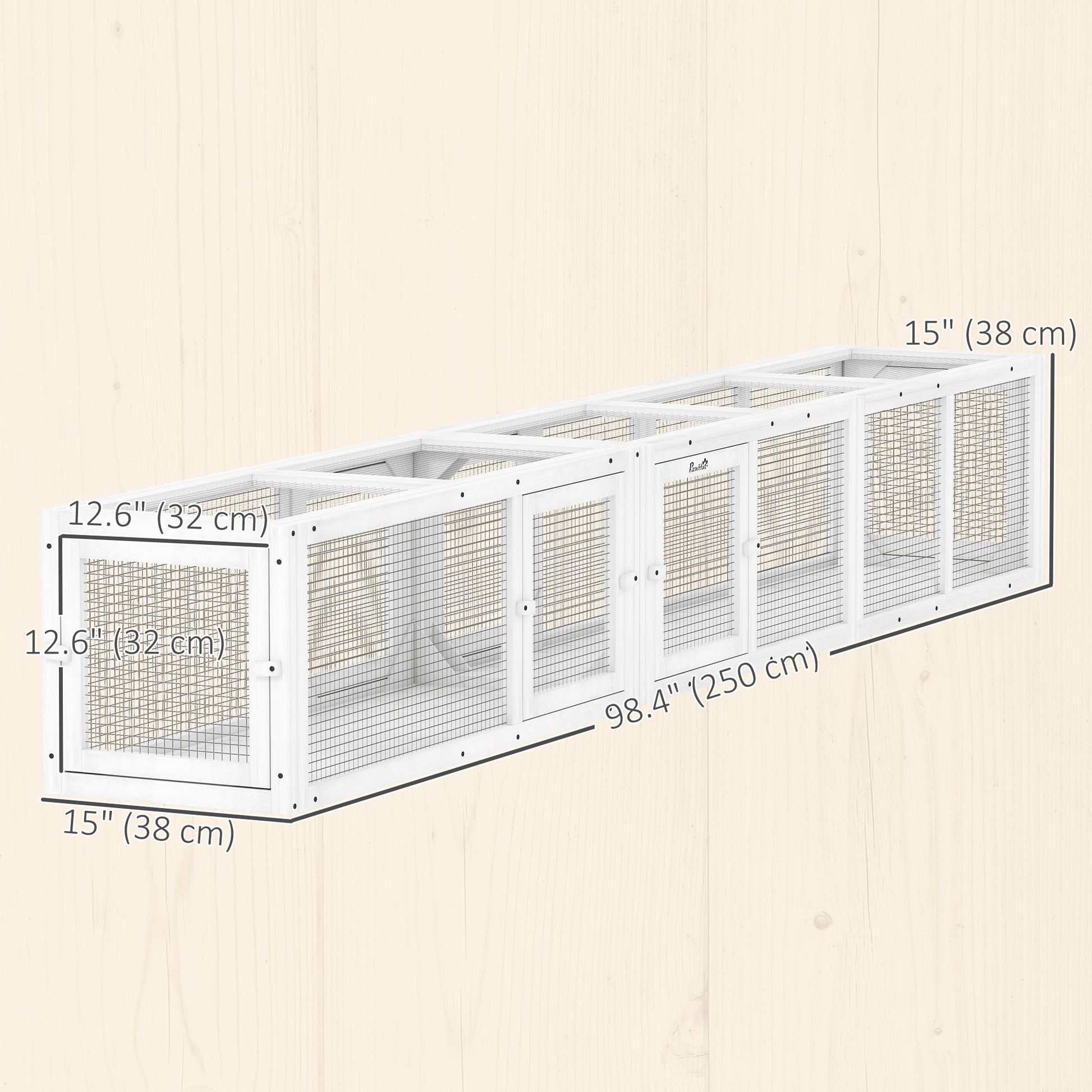 Cat Tunnel, Outdoor Cat Enclosure with Combinable Design, 8 Doors, 98" Kitty Toys for House, Window, Cage, White