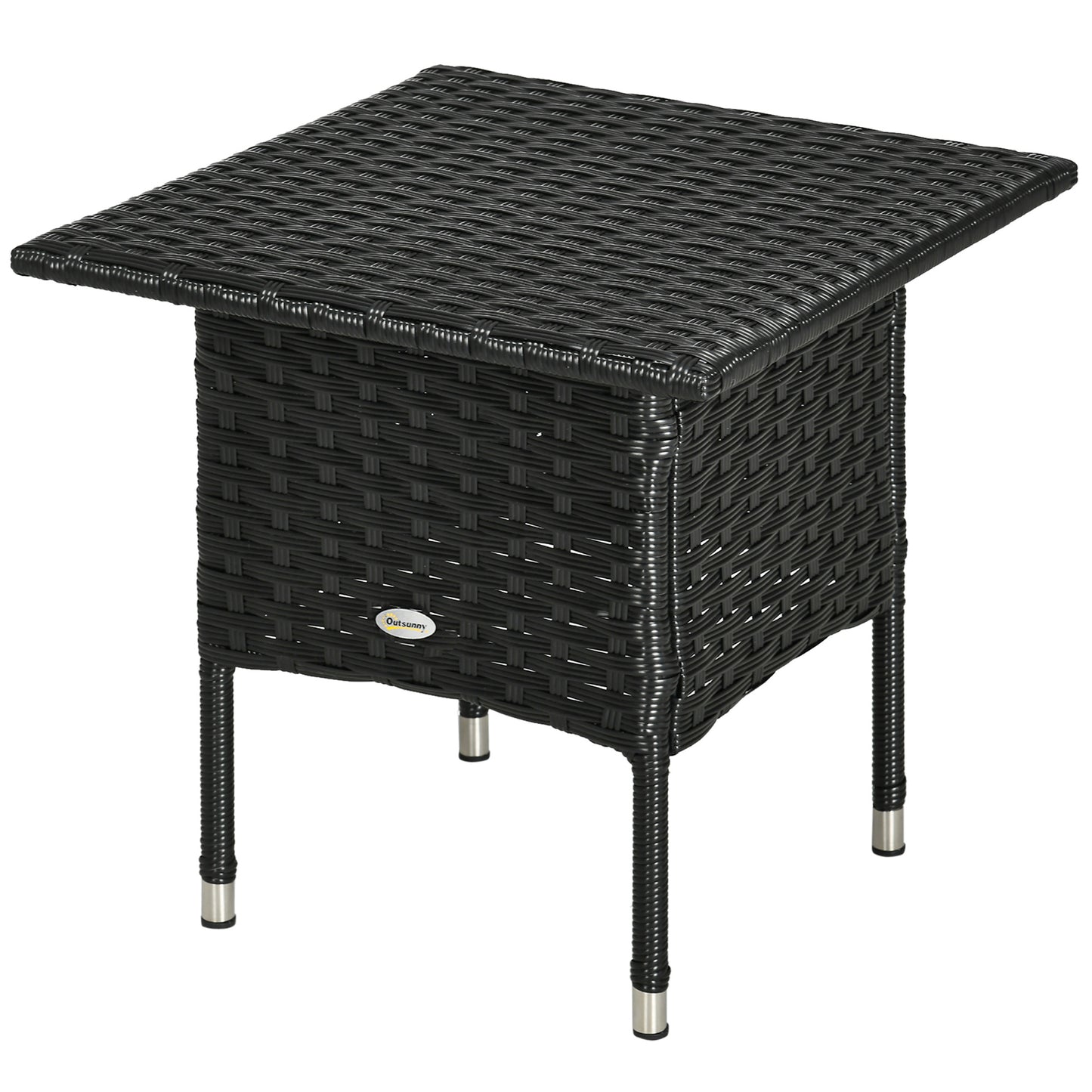 20" Patio Wicker Coffee Table, Outdoor Coffee Table with Plastic Board Underneath the Woven Tabletop for Patio, Garden, 