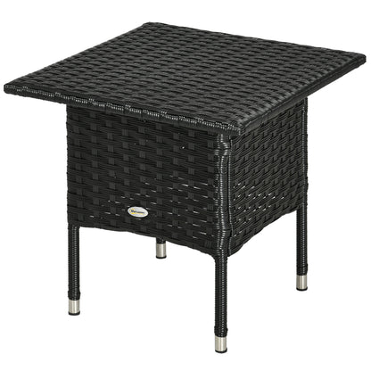20" Patio Wicker Coffee Table, Outdoor Coffee Table with Plastic Board Underneath the Woven Tabletop for Patio, Garden, 