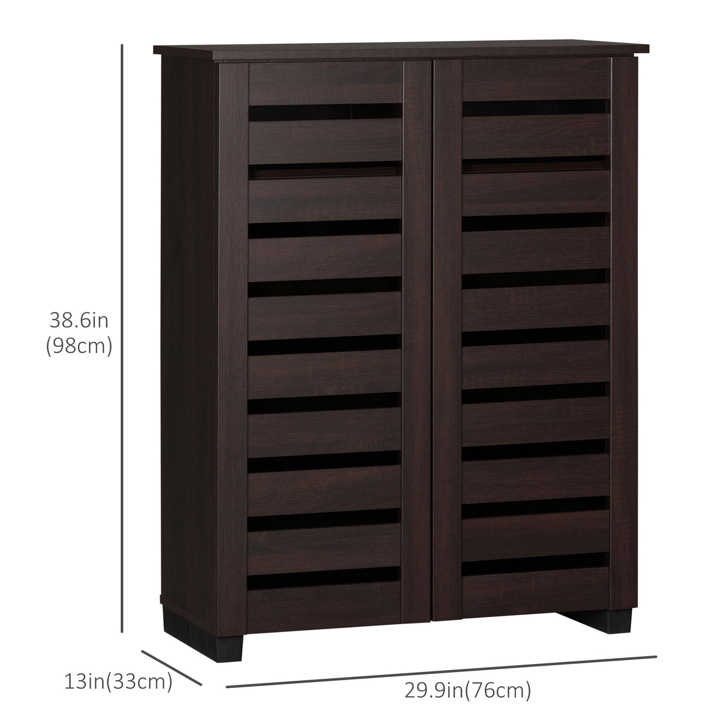 Narrow Shoe Cabinet with 2 Slatted Doors, Modern Shoe Storage Cabinet with Adjustable Shelves for Entryway, Hallway, Liv