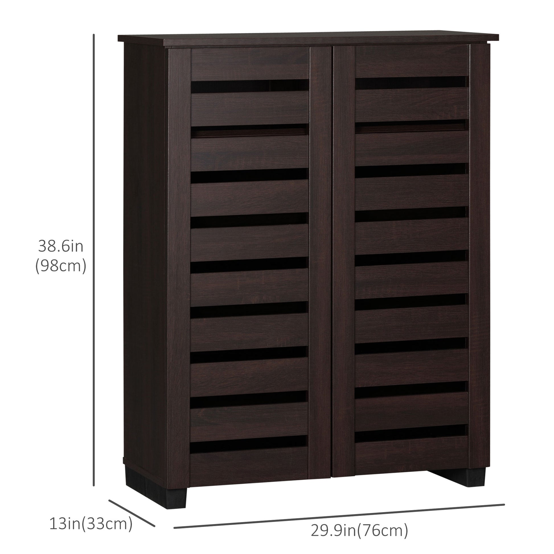 Narrow Shoe Cabinet with 2 Slatted Doors, Modern Shoe Storage Cabinet with Adjustable Shelves for Entryway, Hallway, Liv