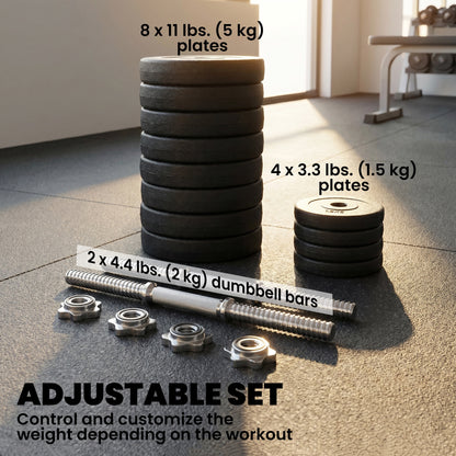 Soozier Adjustable 2 x 55lbs Weight Dumbbell Set for Weight Fitness Training Exercise Fitness Home Gym Equipment, Black 