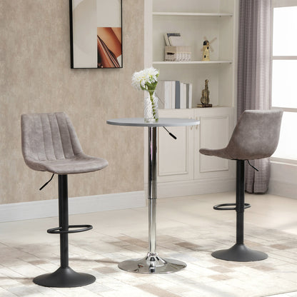 Adjustable Bar Stools Set of 2, Leathaire Swivel Barstools with Back and Footrest, Upholstered Bar Chairs for Kitchen, D