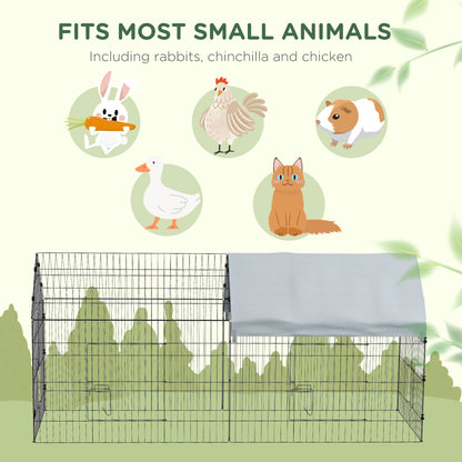 87" Small Animal Cage with Roof, Indoor/Outdoor Use,  for Chicken, Rabbits, Chinchillas, Silver