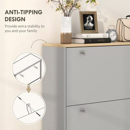 Entryway Shoe Storage Small Modern Flip-Flop Shoe Cabinet with 3 Flip Drawers Adjustable Shelves for 24 Pairs of Shoes, 