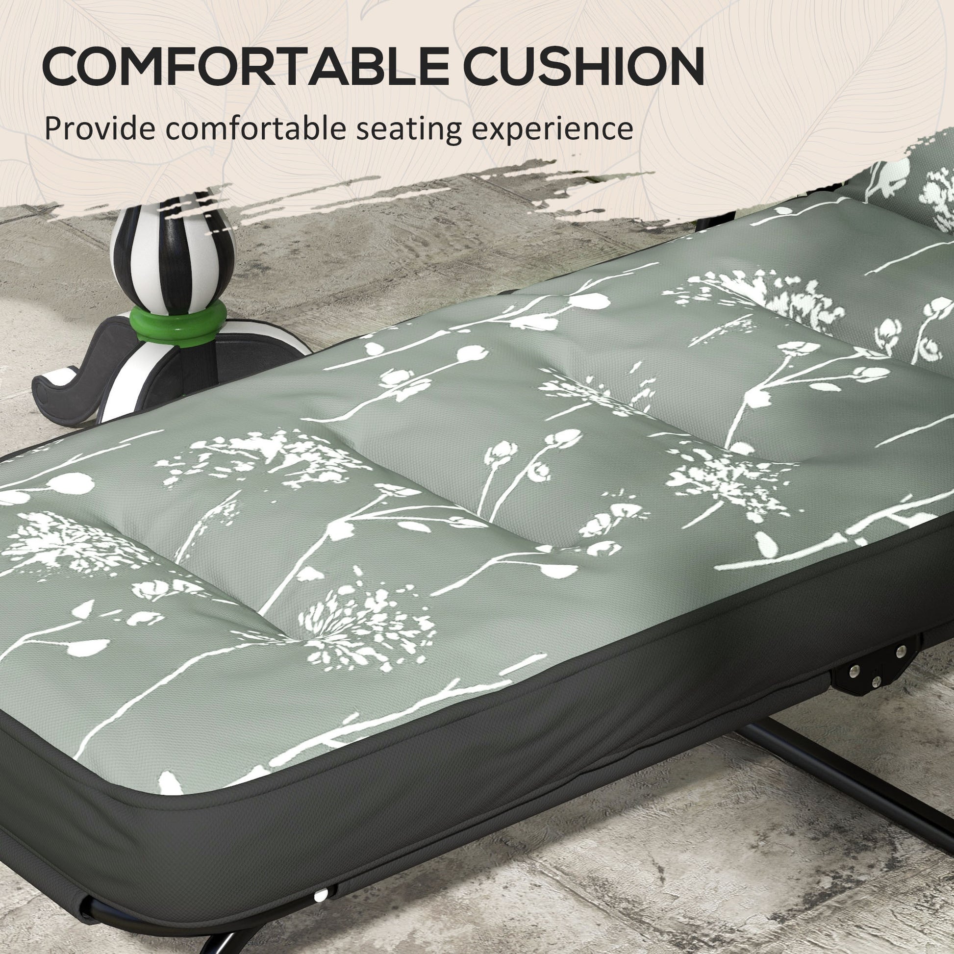 Outdoor Lounge Chair with Padded Cushion, Folding Reclining Patio Garden Chair with Recline Back, Footrest, for Poolside