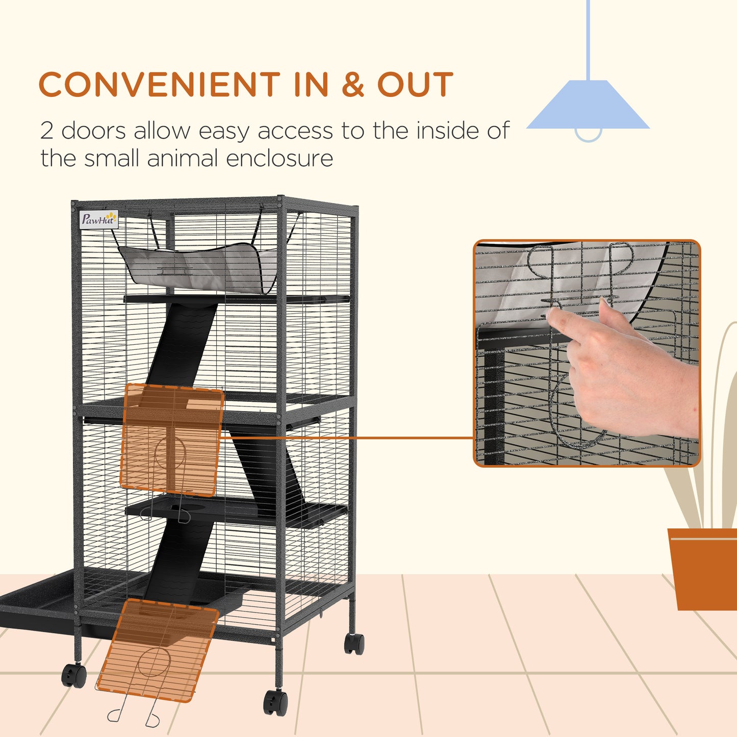 Steel Small Animal Cage for Ferret, Chinchilla, Kitten and Rabbit, Black