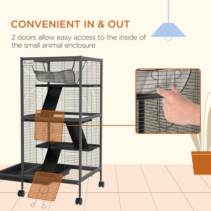 Steel Small Animal Cage for Ferret, Chinchilla, Kitten and Rabbit, Black