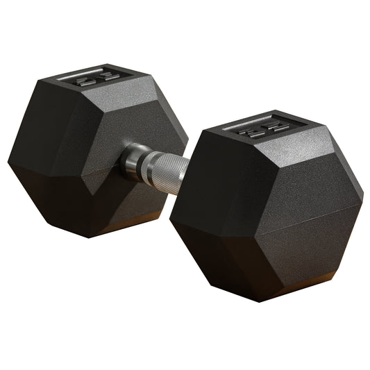 Soozier 35lbs Rubber Hex Dumbbell, Weight Dumbbell Hand Weight Barbell for Body Fitness Training for Home Office Gym, Bl