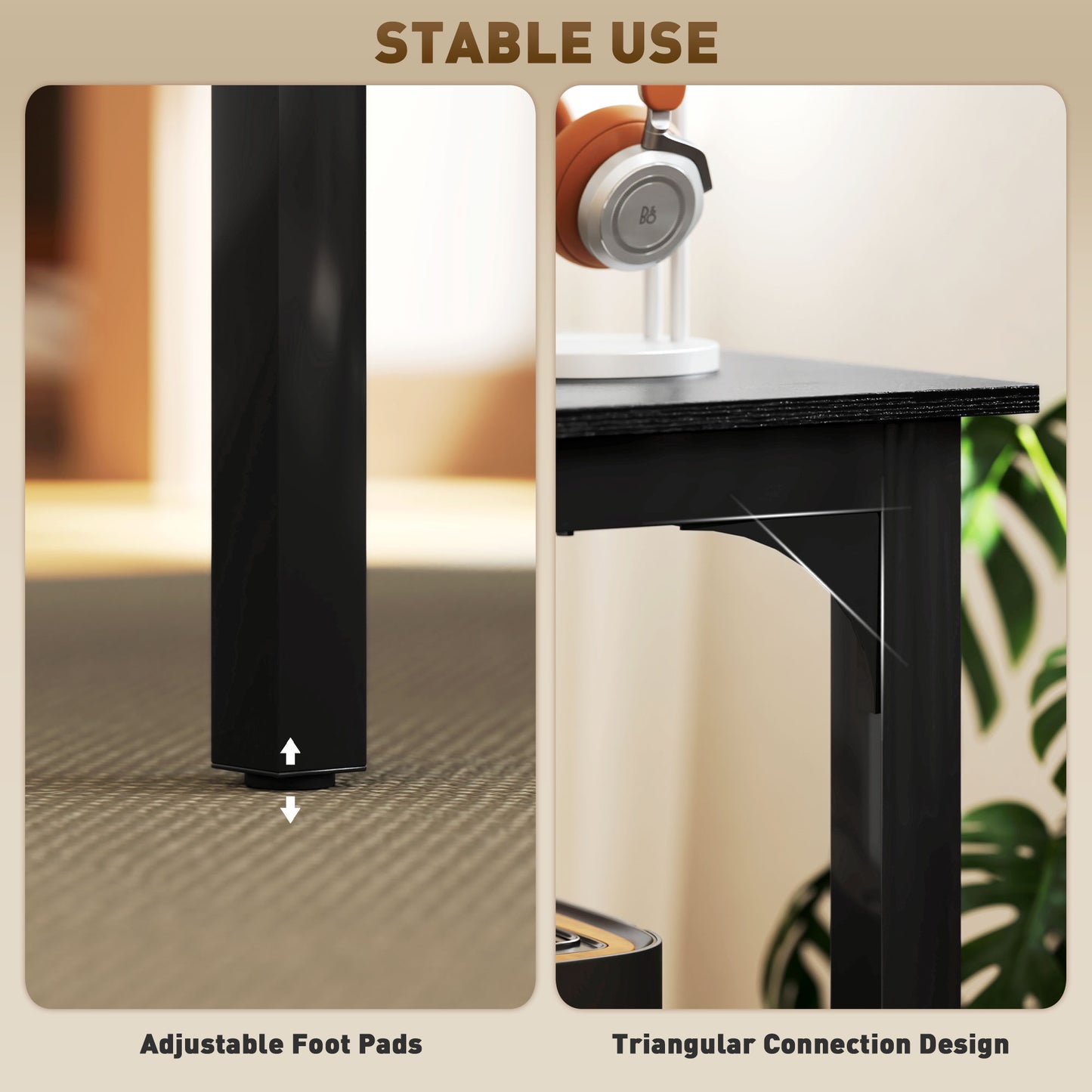 71" Computer Desk, Desktop Desk with Metal Legs, Distressed Black