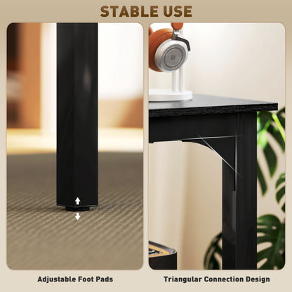71" Computer Desk, Desktop Desk with Metal Legs, Distressed Black