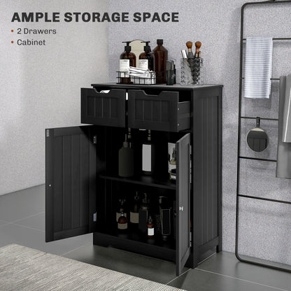 Bathroom Cabinet, Bathroom Storage Cabinet with 2 Drawers, Adjustable Shelf for Living Room, Entryway, Black
