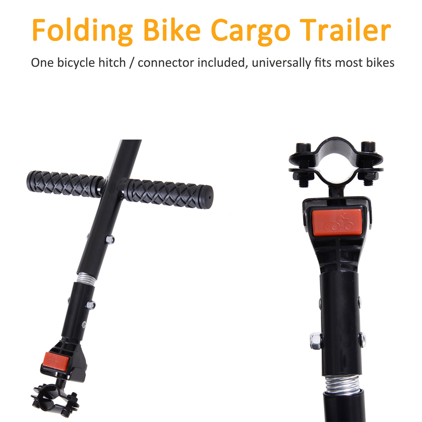 VarietyKart Folding Bicycle Cargo Trailer Utility Bike Cart Carrier for Garden Patio with Hitch Black