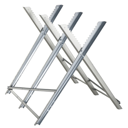 Portable Sawhorse Heavy Duty Cutting Stand Steel Adjustable Work Support, Foldable Sawhorse Stand 220 lbs Weight Capacit