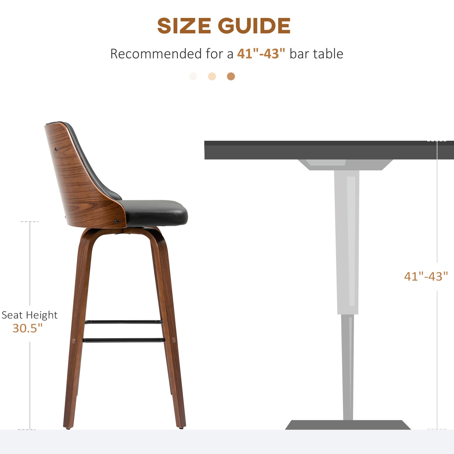 Bar Height Bar Stools Set of 2, PU Leather Upholstered Swivel Barstools with Solid Wood Legs Footrest and Tufted Back, B