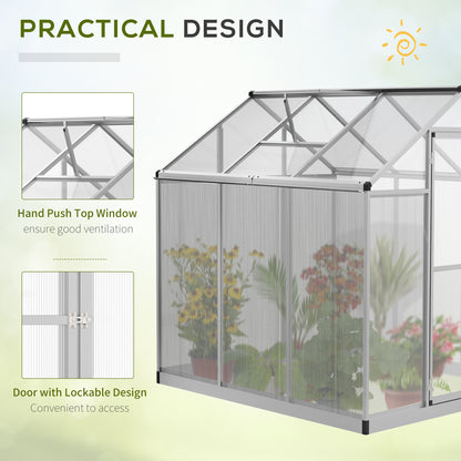 6' x 6' x 6.4' Walk-in Garden Greenhouse Polycarbonate Panels Plants Flower Growth Shed Cold Frame Outdoor Portable Warm