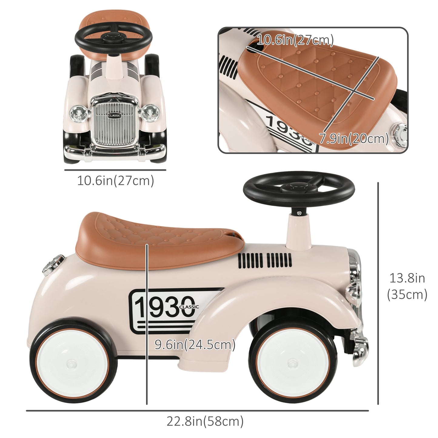 VarietyKart Ride on Sliding Classic Car for Toddlers, Foot To Floor Slider with Under Seat Storage, Aged 18-36 Months, C