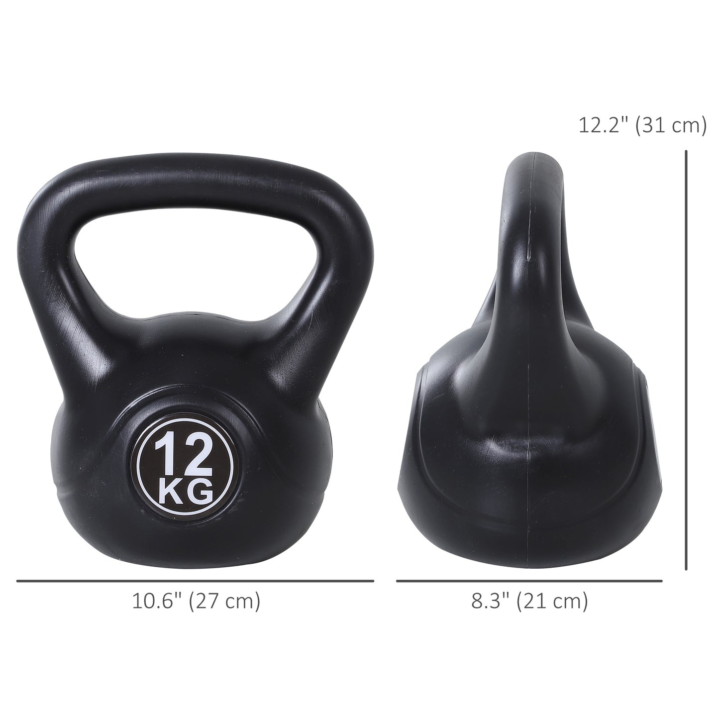 Soozier 26lb Fitness Kettlebell, Plastic Exercise Weight, Weightlifting Tools with Sand, Handle, Noise Reduction for Hom