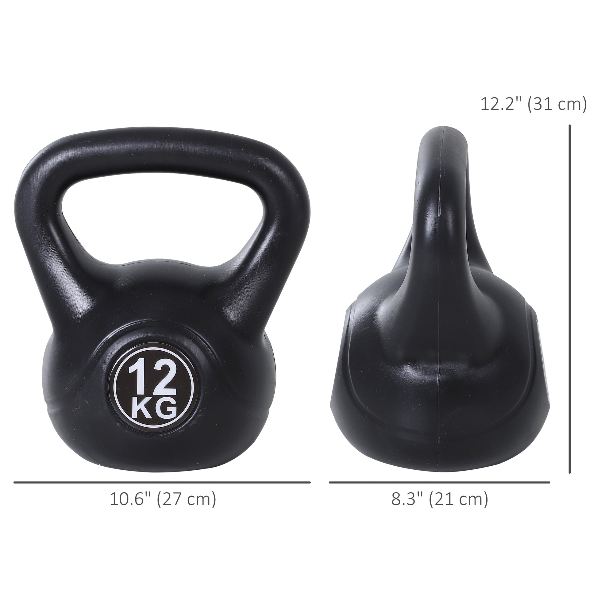 Soozier 26lb Fitness Kettlebell, Plastic Exercise Weight, Weightlifting Tools with Sand, Handle, Noise Reduction for Hom