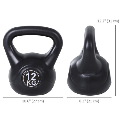 Soozier 26lb Fitness Kettlebell, Plastic Exercise Weight, Weightlifting Tools with Sand, Handle, Noise Reduction for Hom