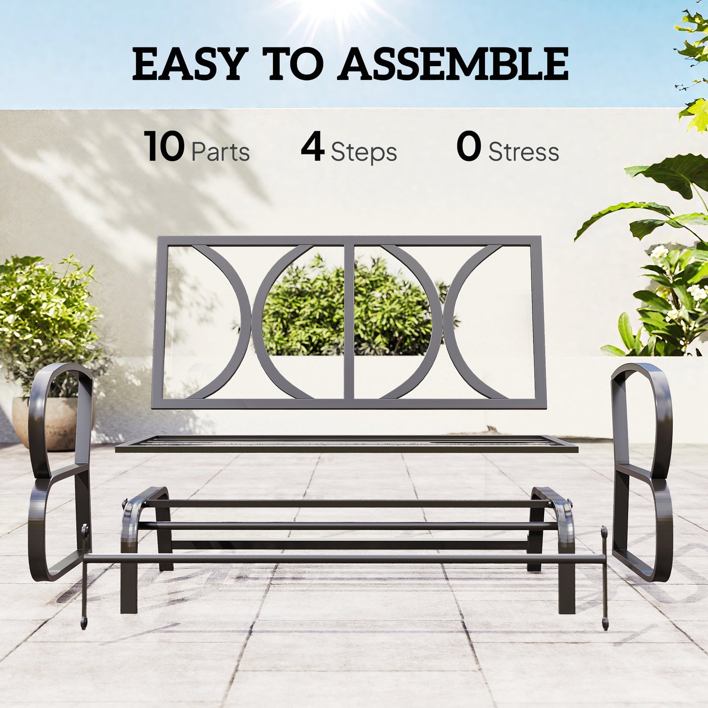 2-Person Outdoor Glider Chair, Patio Double Rocking Loveseat with Steel Frame and Cushions for Backyard, Garden and Porc