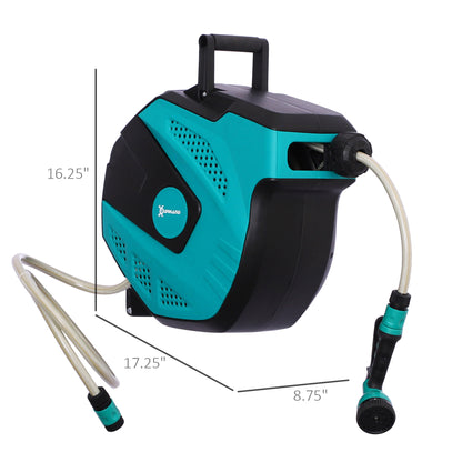 Retractable Garden Hose Reel 1/2" x 49 ft Wall Mounted with Automatic Rewind, 180° Swivel Bracket, Any Length Lock, 7 Pa