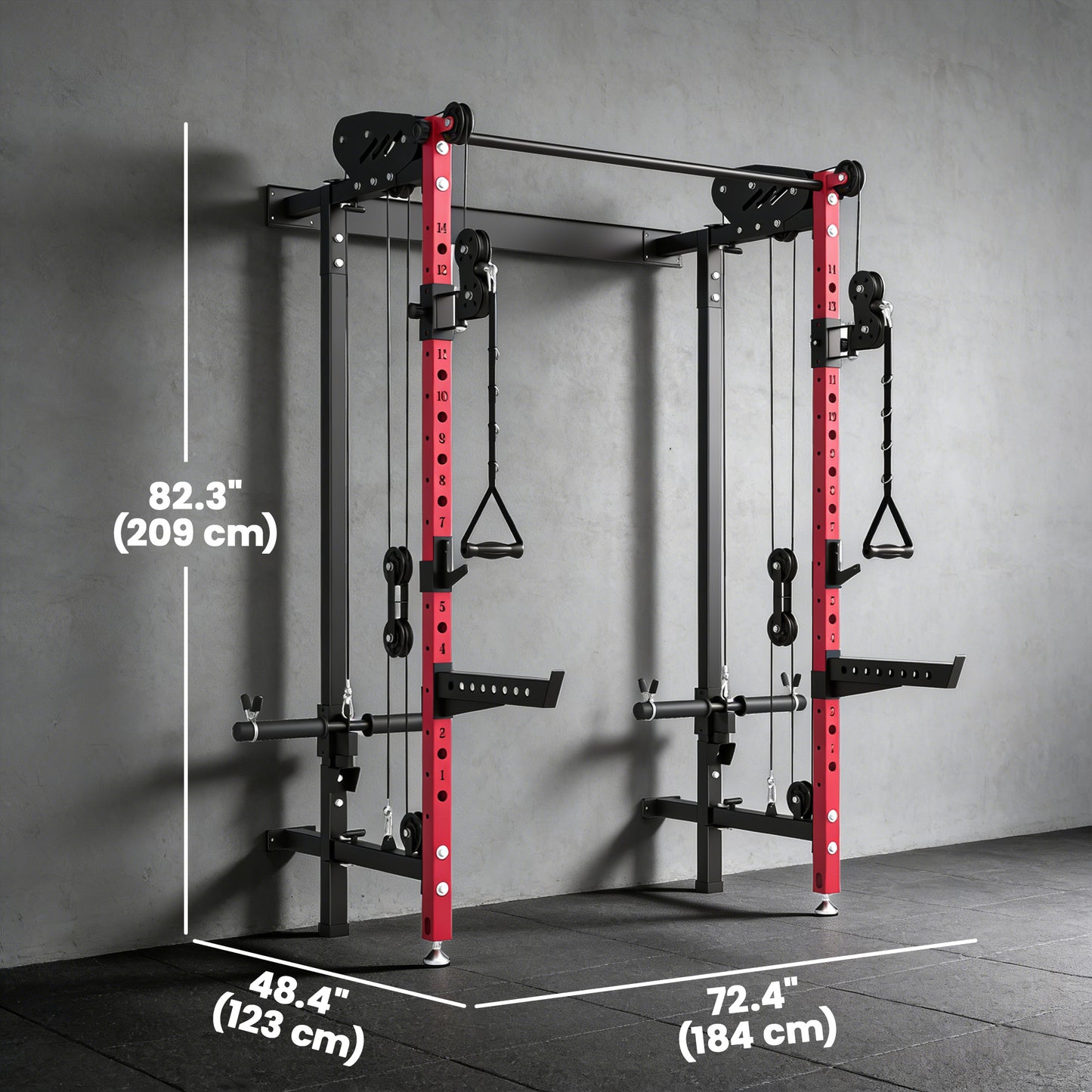 Soozier Foldable Power Cage, Space-Saving Power Rack with Pull-Up Bar, Cable Pulley System, 1540 lbs Capacity