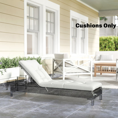 Patio Lounge Chair Cushion, UV50+ Chaise Lounge Chair Cushion with Securing Straps for Patio, 78 x 25.6 inch, Cream Whit